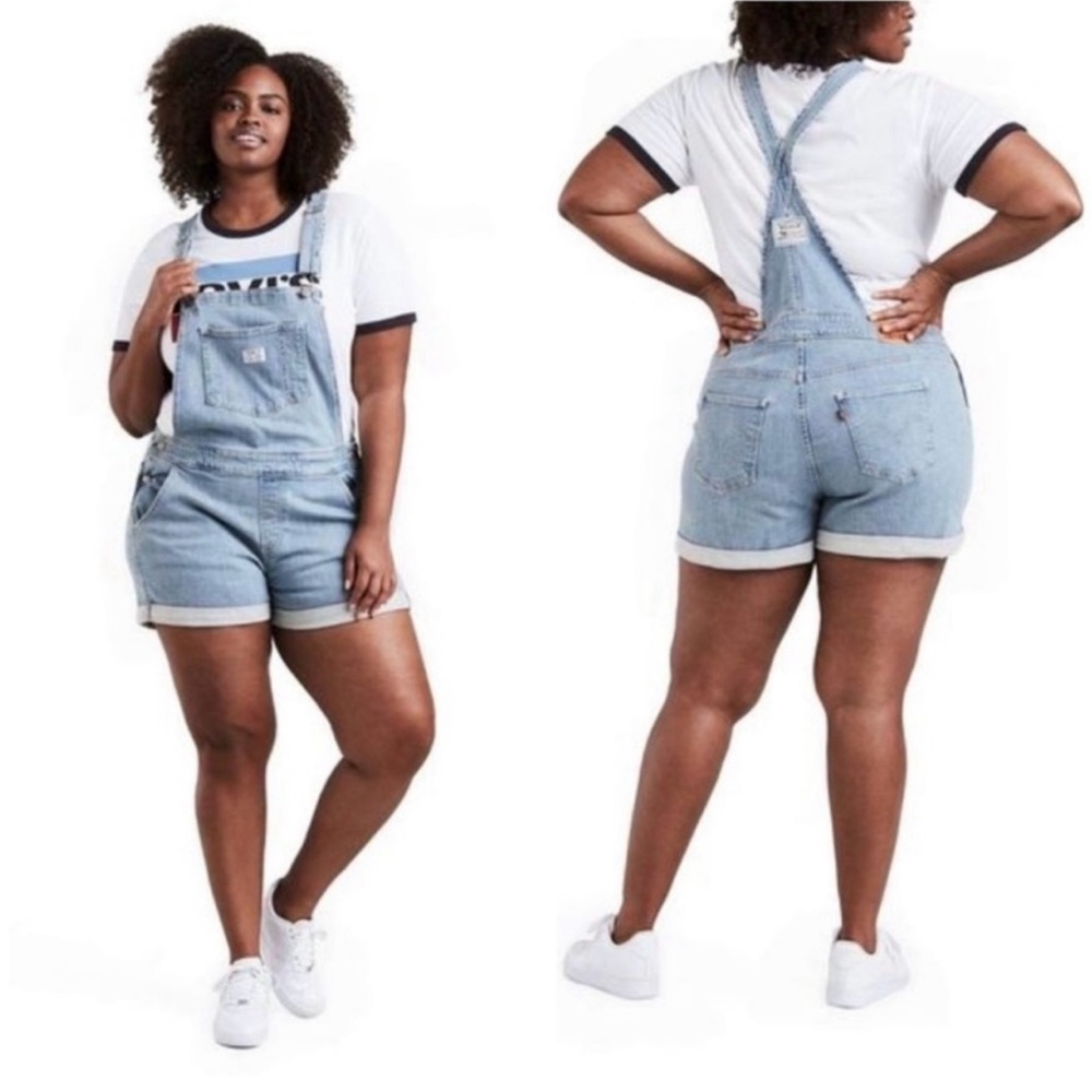 Levi’s Blue Denim Overall Shorts with Adjustable Straps